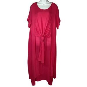 NWOT India Boutique Tie Front Layered Maxi Dress Pink One Size Lagenlook